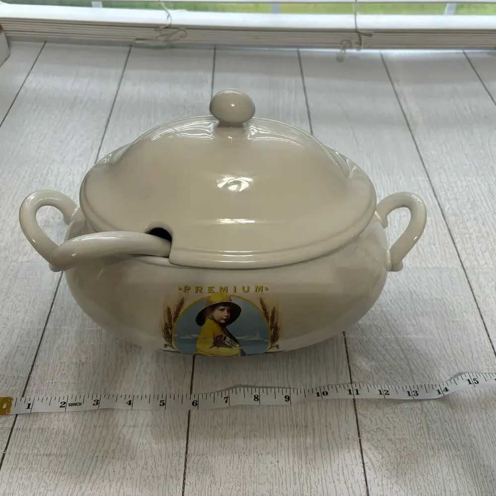Vintage Nabisco Soup Tureen Salt Pepper Set Ceramic w/Ladle